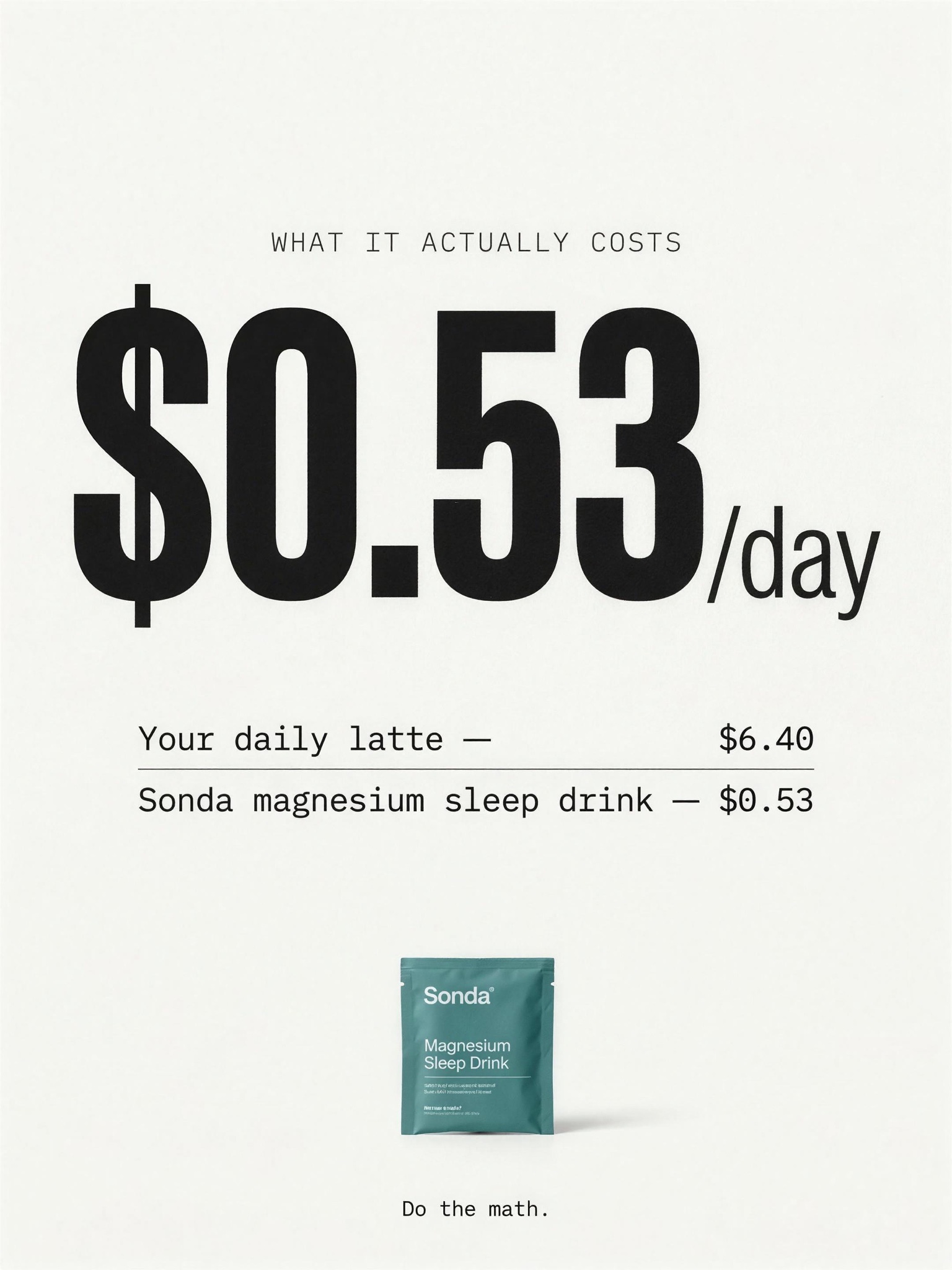 Cost-Per-Day Math Card example ad